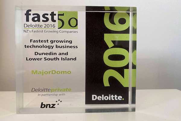 MajorDomo announced Fastest Growing Technology Business at 2016 Deloitte Fast 50 regional awards